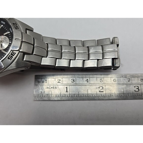 Fossil BQ-9404 Red Black Dial Day Date Watch Stainless Steel 10 ATM New Battery - Picture 9 of 11